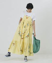 Freada（フリーダ）の「Freada/フリーダ インド フラワー クロス刺繍 レース キャミドレス（ワンピース）」