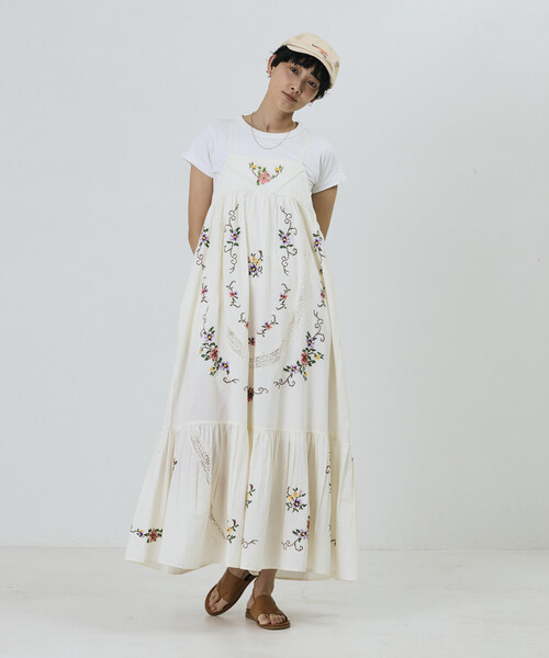 Freada(フリーダ)の「Freada/フリーダ インド フラワー クロス刺繍 レース キャミドレス / キャミワンピース(ワンピース・レディース・ブラック/イエロー/ホワイト・ONE SIZE)」の22枚目の写真