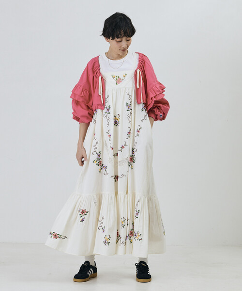 Freada（フリーダ）の「Freada/フリーダ インド フラワー クロス刺繍 レース キャミドレス（ワンピース・レディース・ブラック/イエロー/ホワイト・ONE SIZE）」の7枚目の写真