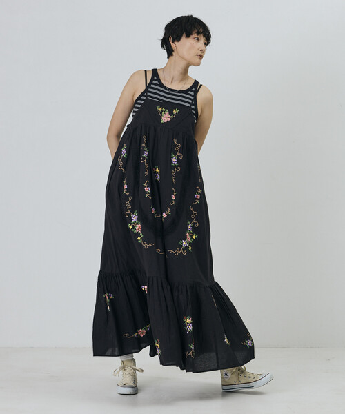 Freada（フリーダ）の「Freada/フリーダ インド フラワー クロス刺繍 レース キャミドレス（ワンピース・レディース・ブラック/イエロー/ホワイト・ONE SIZE）」の11枚目の写真