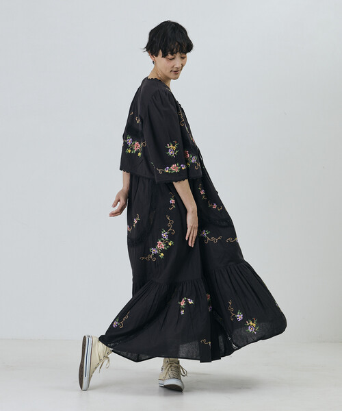 Freada（フリーダ）の「Freada/フリーダ インド フラワー クロス刺繍 レース キャミドレス（ワンピース・レディース・ブラック/イエロー/ホワイト・ONE SIZE）」の15枚目の写真