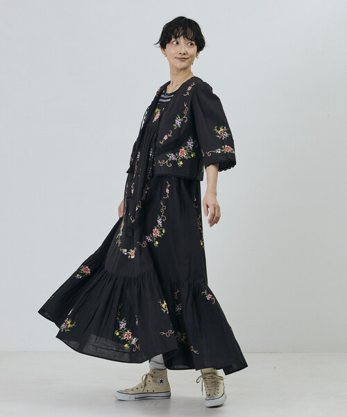 Freada（フリーダ）の「Freada/フリーダ インド フラワー クロス刺繍 レース キャミドレス（ワンピース・レディース・ブラック/イエロー/ホワイト・ONE SIZE）」の16枚目の写真