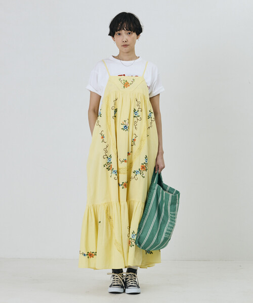 Freada（フリーダ）の「Freada/フリーダ インド フラワー クロス刺繍 レース キャミドレス（ワンピース・レディース・ブラック/イエロー/ホワイト・ONE SIZE）」の19枚目の写真