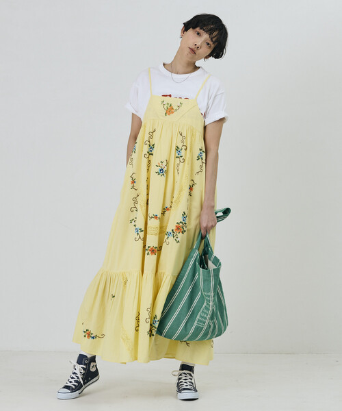 Freada（フリーダ）の「Freada/フリーダ インド フラワー クロス刺繍 レース キャミドレス（ワンピース・レディース・ブラック/イエロー/ホワイト・ONE SIZE）」の20枚目の写真