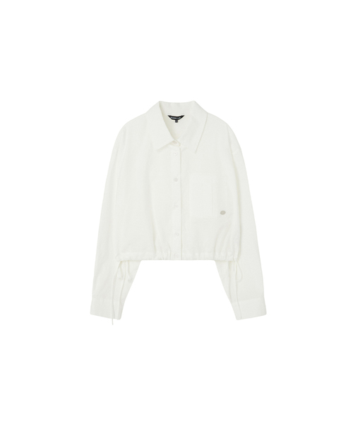 LAP（ラップ）の「ビッグポケットクロップストリングシャツ AS1WB260（シャツ/ブラウス・レディース・ライトグレー/ホワイト・FREE）」の2枚目の写真