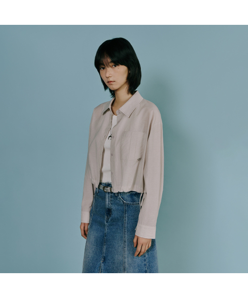 LAP（ラップ）の「ビッグポケットクロップストリングシャツ AS1WB260（シャツ/ブラウス・レディース・ライトグレー/ホワイト・FREE）」の7枚目の写真