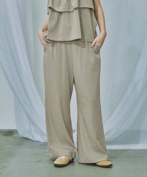 LAKOLE（ラコレ）の「リネンライクイージーパンツ2 / 657098（その他パンツ・レディース・ライトグリーン/チャコール/アイボリー/グレイッシュベージュ・MEDIUM/LARGE）」の4枚目の写真