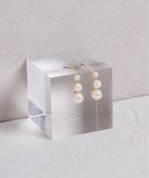 【Peony/ピオニー】ラインパールフープデザインピアス