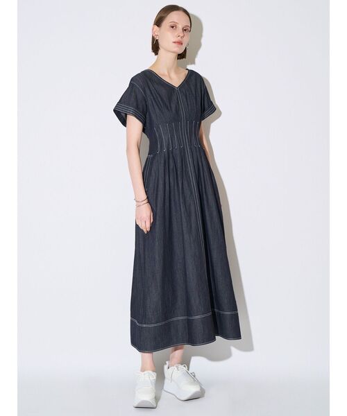 ELENDEEK（エレンディーク）の「ウエストタックワンピース（ワンピース・レディース・ベージュ/インディゴブルー・02/01）」の15枚目の写真