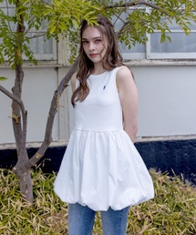 U.S. POLO ASSN. | 【U.S. POLO ASSN.】clear 別注 布帛切替ノースリーブバルーンミニワンピース(ワンピース)