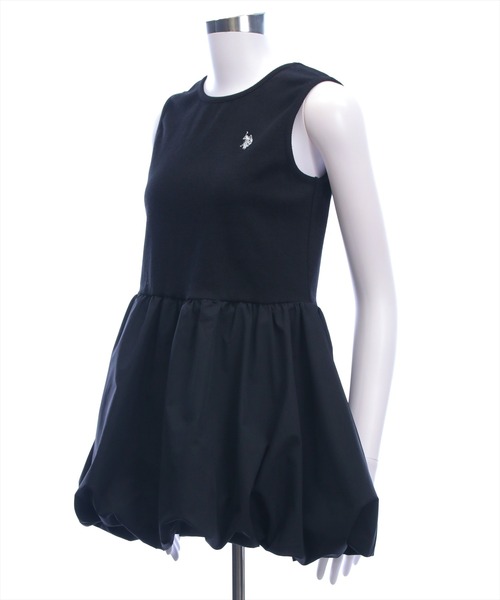 U.S. POLO ASSN.（ユーエスポロアッスン）の「【U.S. POLO ASSN.】clear 別注 布帛切替ノースリーブバルーンミニワンピース（ワンピース・レディース・ブラック/オフホワイト・F）」の4枚目の写真