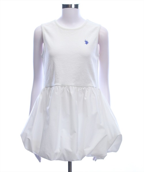 U.S. POLO ASSN.（ユーエスポロアッスン）の「【U.S. POLO ASSN.】clear 別注 布帛切替ノースリーブバルーンミニワンピース（ワンピース・レディース・ブラック/オフホワイト・F）」の16枚目の写真