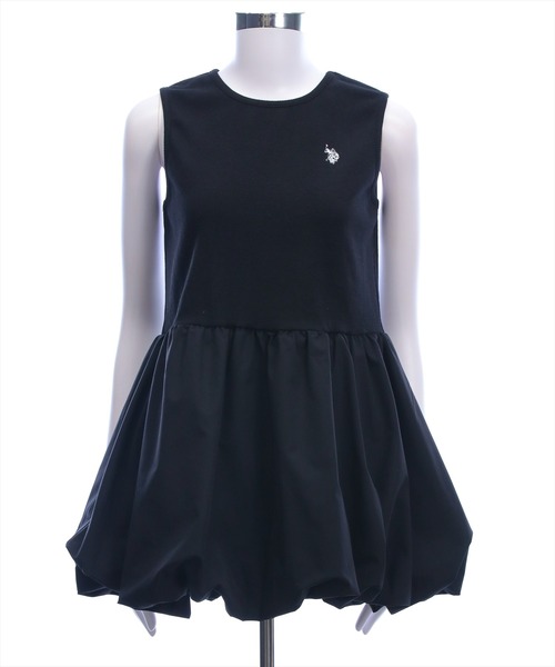 U.S. POLO ASSN.（ユーエスポロアッスン）の「【U.S. POLO ASSN.】clear 別注 布帛切替ノースリーブバルーンミニワンピース（ワンピース・レディース・ブラック/オフホワイト・F）」の13枚目の写真