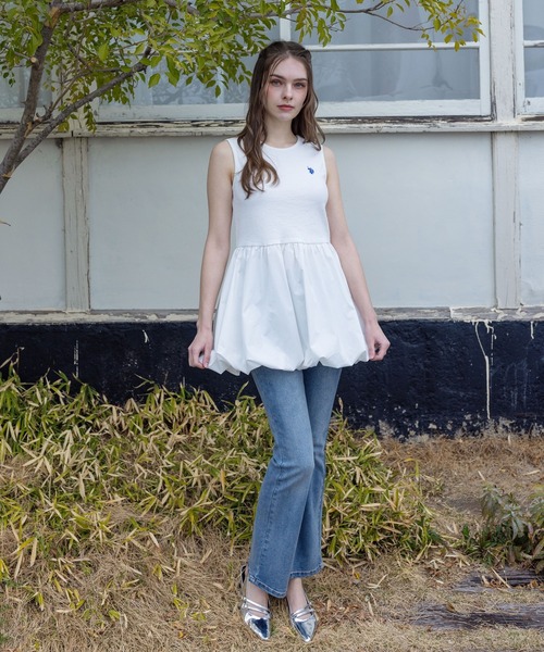 U.S. POLO ASSN.(ユーエスポロアッスン)の「【U.S. POLO ASSN.】clear 別注 布帛切替ノースリーブバルーンミニワンピース(ワンピース・レディース・ブラック/オフホワイト・F)」の8枚目の写真