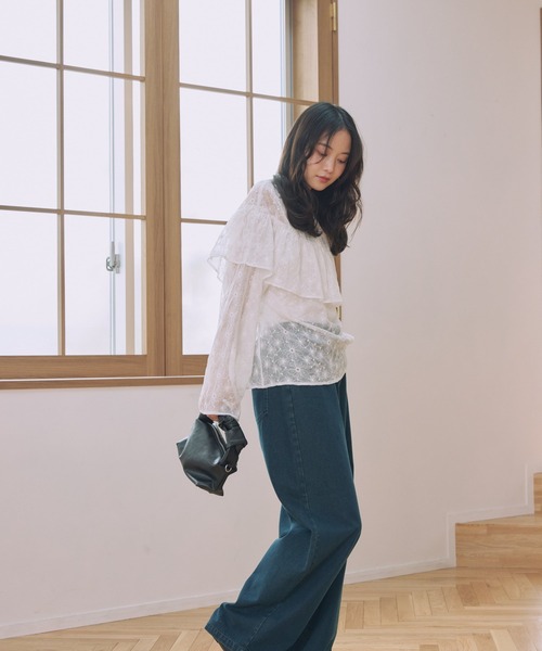 Alumu.(エルム)の「AM650304シアーレースフリルブラウス(シャツ/ブラウス・レディース・オフホワイト・FREE)」の14枚目の写真
