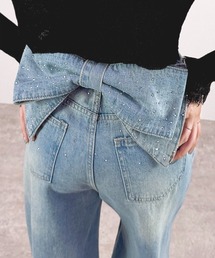 【リボン×デニムで差がつく一本】バックリボンきらきらデニムパンツ