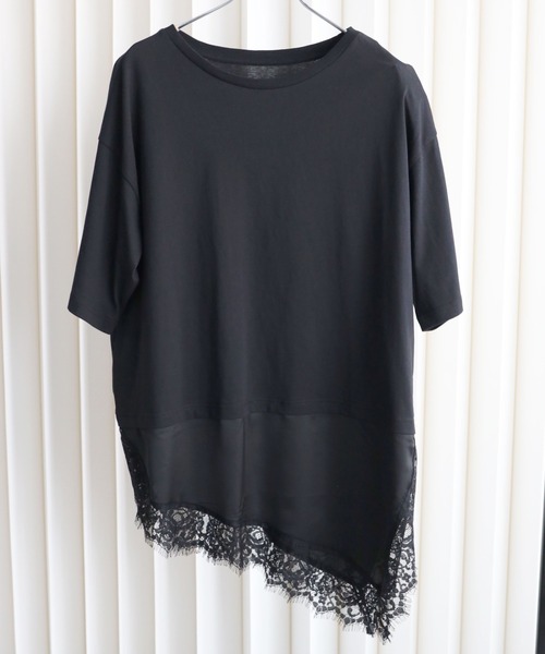 YENNA（イェンナ）の「レースレイヤードドッキングTシャツ（Tシャツ/カットソー・レディース・ホワイト/ブラック・FREE）」の5枚目の写真