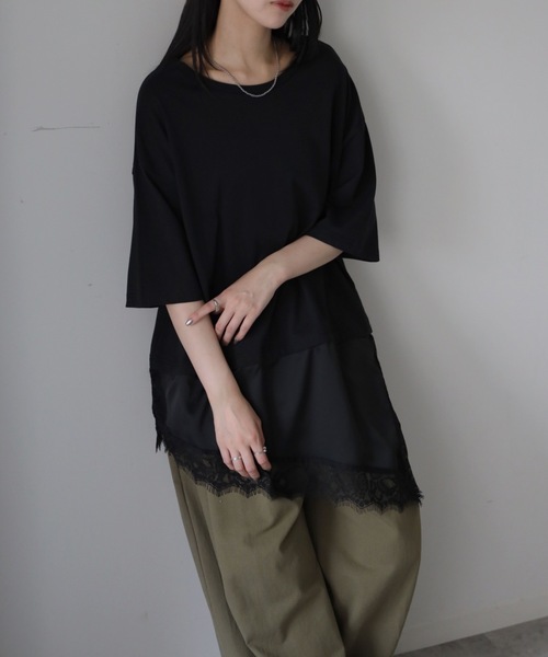 YENNA(イェンナ)の「レースレイヤードドッキングTシャツ(Tシャツ/カットソー・レディース・ホワイト/ブラック・FREE)」の18枚目の写真