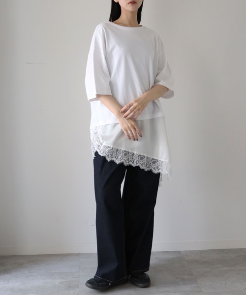 YENNA(イェンナ)の「レースレイヤードドッキングTシャツ(Tシャツ/カットソー・レディース・ホワイト/ブラック・FREE)」の15枚目の写真
