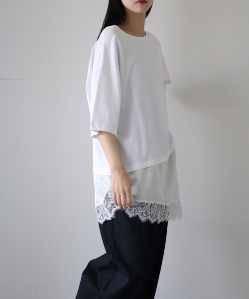 YENNA(イェンナ)の「レースレイヤードドッキングTシャツ(Tシャツ/カットソー・レディース・ホワイト/ブラック・FREE)」の12枚目の写真