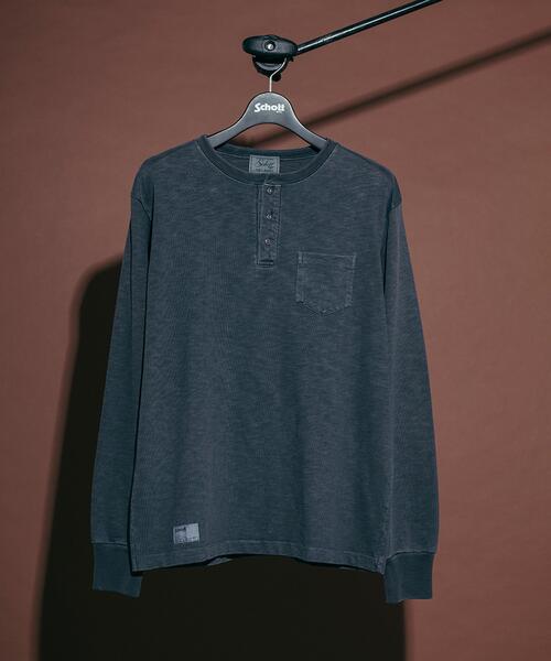 Schott(ショット)の「Schott/ショット/SLUB HENLEY LS T-SHIRT/スラブ ヘンリーネック ロンT(Tシャツ/カットソー・メンズ・ブラック/ネイビー・L/2XL/XL/M)」の2枚目の写真