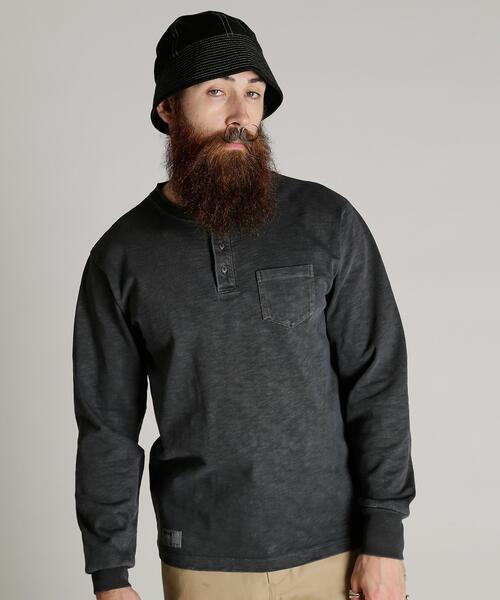 Schott(ショット)の「Schott/ショット/SLUB HENLEY LS T-SHIRT/スラブ ヘンリーネック ロンT(Tシャツ/カットソー・メンズ・ブラック/ネイビー・L/2XL/XL/M)」の3枚目の写真