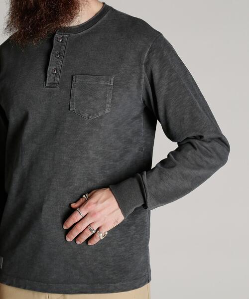 Schott(ショット)の「Schott/ショット/SLUB HENLEY LS T-SHIRT/スラブ ヘンリーネック ロンT(Tシャツ/カットソー・メンズ・ブラック/ネイビー・L/2XL/XL/M)」の7枚目の写真