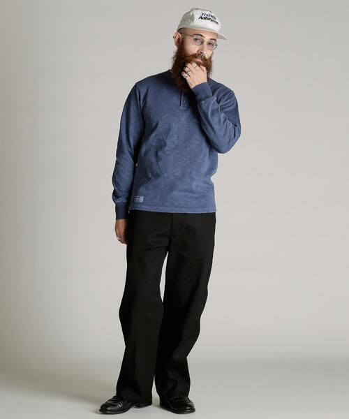 Schott(ショット)の「Schott/ショット/SLUB HENLEY LS T-SHIRT/スラブ ヘンリーネック ロンT(Tシャツ/カットソー・メンズ・ブラック/ネイビー・L/2XL/XL/M)」の14枚目の写真