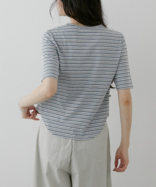 Aunt Marie's(アントマリーズ)の「マルチボーダースナップボタンTシャツ(Tシャツ/カットソー・レディース・ホワイト/グレー/ブラック・FREE)」の10枚目の写真