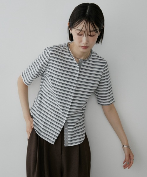 Aunt Marie's(アントマリーズ)の「マルチボーダースナップボタンTシャツ(Tシャツ/カットソー・レディース・ホワイト/グレー/ブラック・FREE)」の19枚目の写真