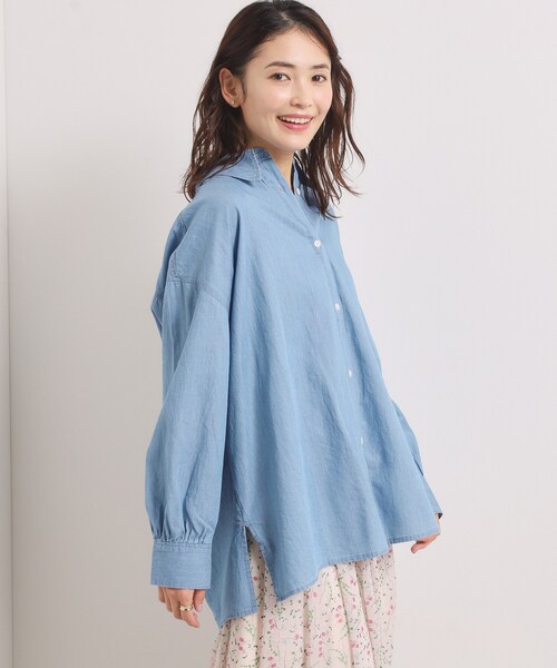 ITS'DEMO(イッツデモ)の「シアーデニムシャツ(シャツ/ブラウス・レディース・ネイビー/サックスブルー/ブルー・00)」の8枚目の写真