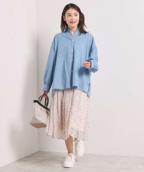 ITS'DEMO(イッツデモ)の「シアーデニムシャツ(シャツ/ブラウス・レディース・ネイビー/サックスブルー/ブルー・00)」の9枚目の写真