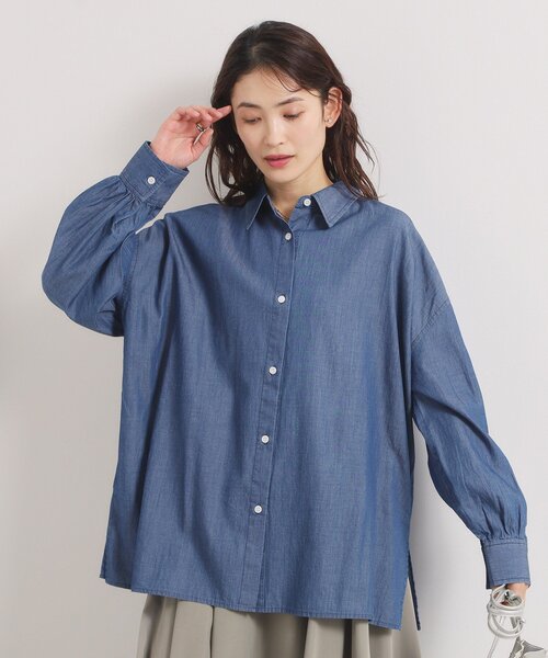 ITS'DEMO(イッツデモ)の「シアーデニムシャツ(シャツ/ブラウス・レディース・ネイビー/サックスブルー/ブルー・00)」の12枚目の写真