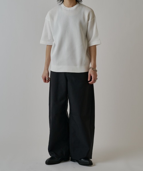 Lui's(ルイス)の「ワッフルショートスリーブTシャツ(ニット/セーター・メンズ・ブルー/ブラック/ホワイト・S/M)」の11枚目の写真