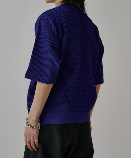 Lui's(ルイス)の「ワッフルショートスリーブTシャツ(ニット/セーター・メンズ・ブルー/ブラック/ホワイト・S/M)」の21枚目の写真
