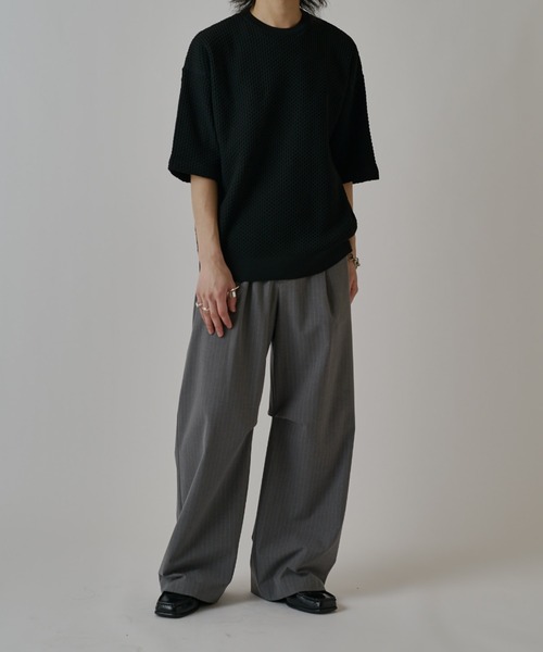 Lui's(ルイス)の「ワッフルショートスリーブTシャツ(ニット/セーター・メンズ・ブルー/ブラック/ホワイト・S/M)」の18枚目の写真