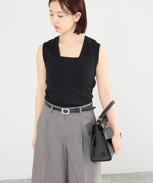 IENA(イエナ)の「FLORE FLORE/フローレフローレ DEWITANK タンクトップ(タンクトップ・レディース・チャコールグレー/ブラック/ブルー系その他・FREE)」の7枚目の写真