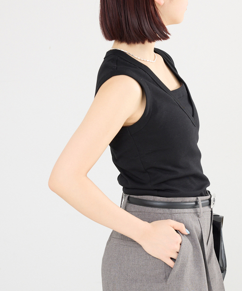 IENA(イエナ)の「FLORE FLORE/フローレフローレ DEWITANK タンクトップ(タンクトップ・レディース・チャコールグレー/ブラック/ブルー系その他・FREE)」の10枚目の写真