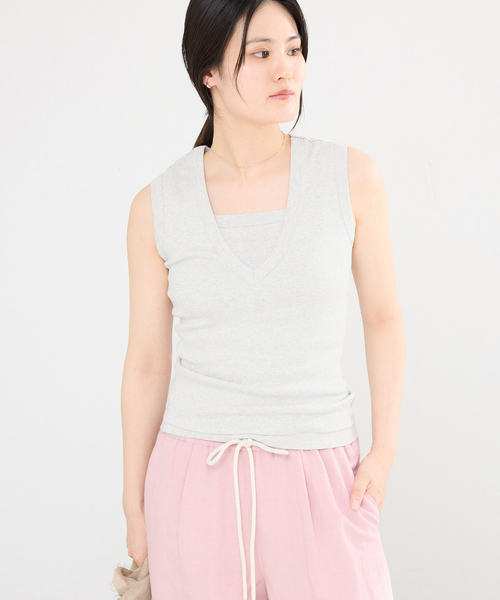 IENA(イエナ)の「FLORE FLORE/フローレフローレ DEWITANK タンクトップ(タンクトップ・レディース・チャコールグレー/ブラック/ブルー系その他・FREE)」の13枚目の写真