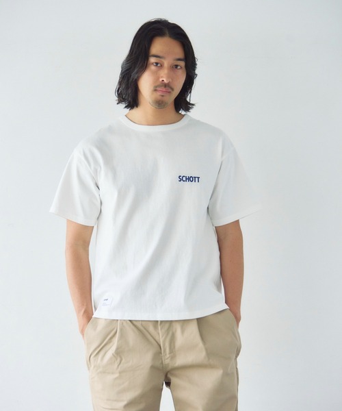 Schott(ショット)の「Schott-短丈 CIRCLE EAGLE COMPACT T-SHIRT(Tシャツ/カットソー・メンズ・ブラック/ホワイト・XL/L/M)」の6枚目の写真