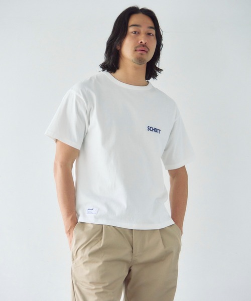 Schott(ショット)の「Schott-短丈 CIRCLE EAGLE COMPACT T-SHIRT(Tシャツ/カットソー・メンズ・ブラック/ホワイト・XL/L/M)」の7枚目の写真