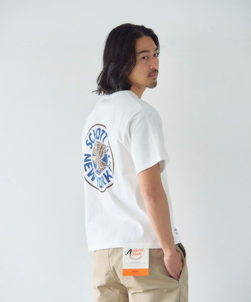 Schott(ショット)の「Schott-短丈 CIRCLE EAGLE COMPACT T-SHIRT(Tシャツ/カットソー・メンズ・ブラック/ホワイト・XL/L/M)」の13枚目の写真
