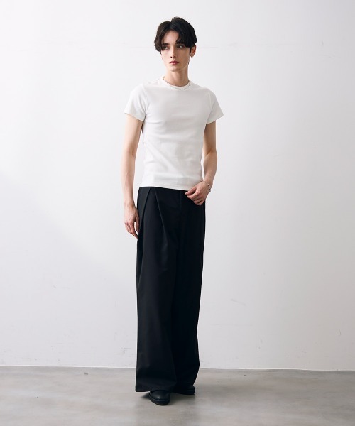 Shoowtime（ショウタイム）の「Double tuck wide slacks / 2タックワイドスラックス（スラックス・メンズ・ブラック/グレー・MEDIUM/LARGE/X-LARGE）」の4枚目の写真