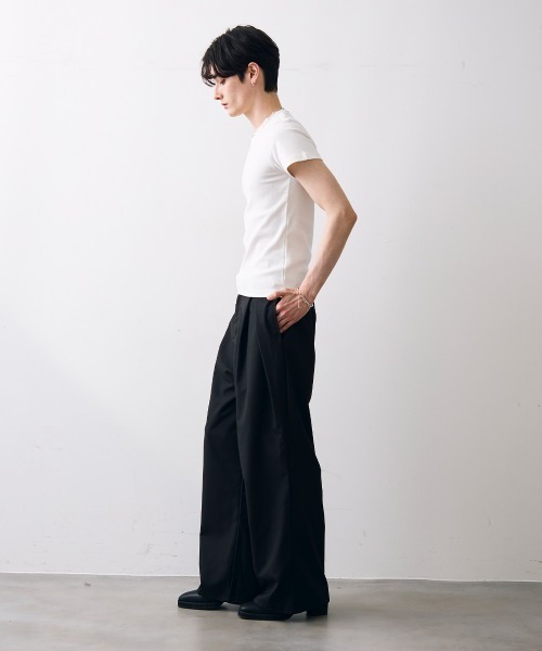 Shoowtime（ショウタイム）の「Double tuck wide slacks / 2タックワイドスラックス（スラックス・メンズ・ブラック/グレー・MEDIUM/LARGE/X-LARGE）」の5枚目の写真