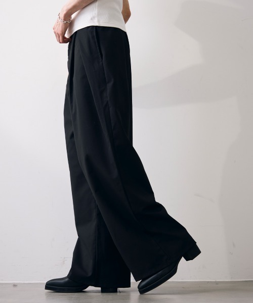 Shoowtime（ショウタイム）の「Double tuck wide slacks / 2タックワイドスラックス（スラックス・メンズ・ブラック/グレー・MEDIUM/LARGE/X-LARGE）」の6枚目の写真