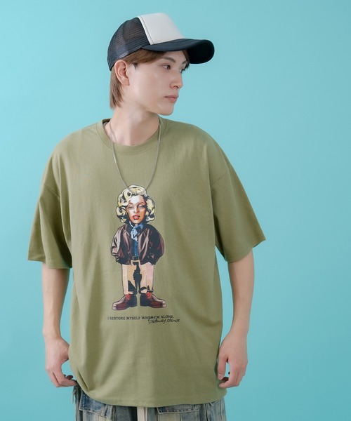SIDEWAY STANCE(サイドウェイスタンス)の「【SIDEWAY STANCE】オールドウーマン半袖Tシャツ 70437(Tシャツ/カットソー・メンズ・カーキ/ホワイト/ブラック・SMALL/LARGE/MEDIUM/X-LARGE)」の13枚目の写真