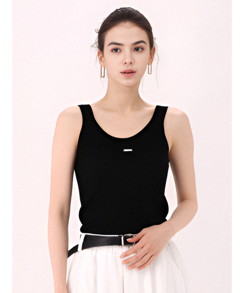 ACUD(アクド)の「Sleeveless Ribbed Knit _Black(Tシャツ/カットソー・レディース・ブラック・FREE)」の1枚目の写真