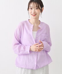 【洗える】ドロストリングシアーシャツ