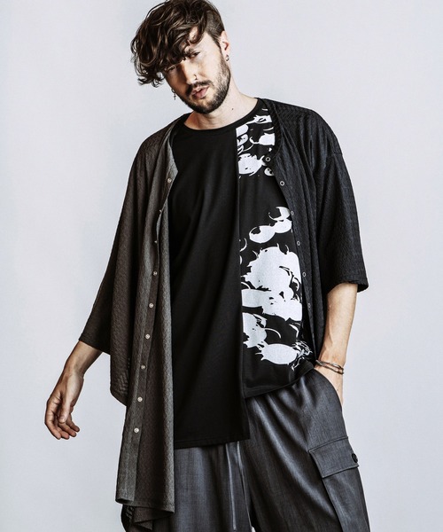 NO ID.(ノーアイディ)の「【NO ID.】Asymmetry Poncho Cardigan / アシンメトリー ポンチョ カーディガン(ポンチョ・メンズ・グレー/その他23/ブラック・ONE SIZE)」の21枚目の写真