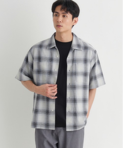 BACK NUMBER（バックナンバー）の「BACK NUMBER(バックナンバー)オンブレチェック半袖シャツ（シャツ/ブラウス・メンズ・ホワイト/サックスブルー/ブラック/レッド・S/M/XL/L）」の2枚目の写真